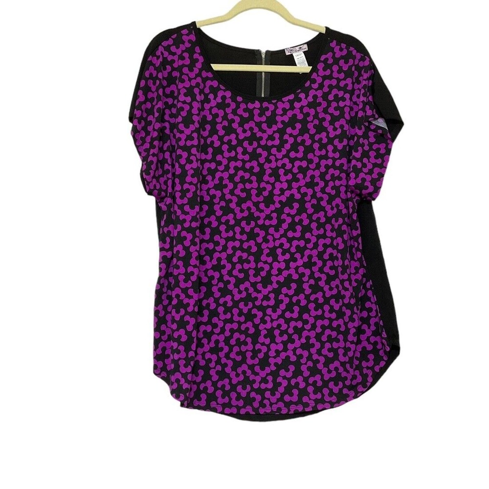 Super Line Purple Black Blouse Size 3XL Short Sleeve Geometric Serial # 1395VP‎